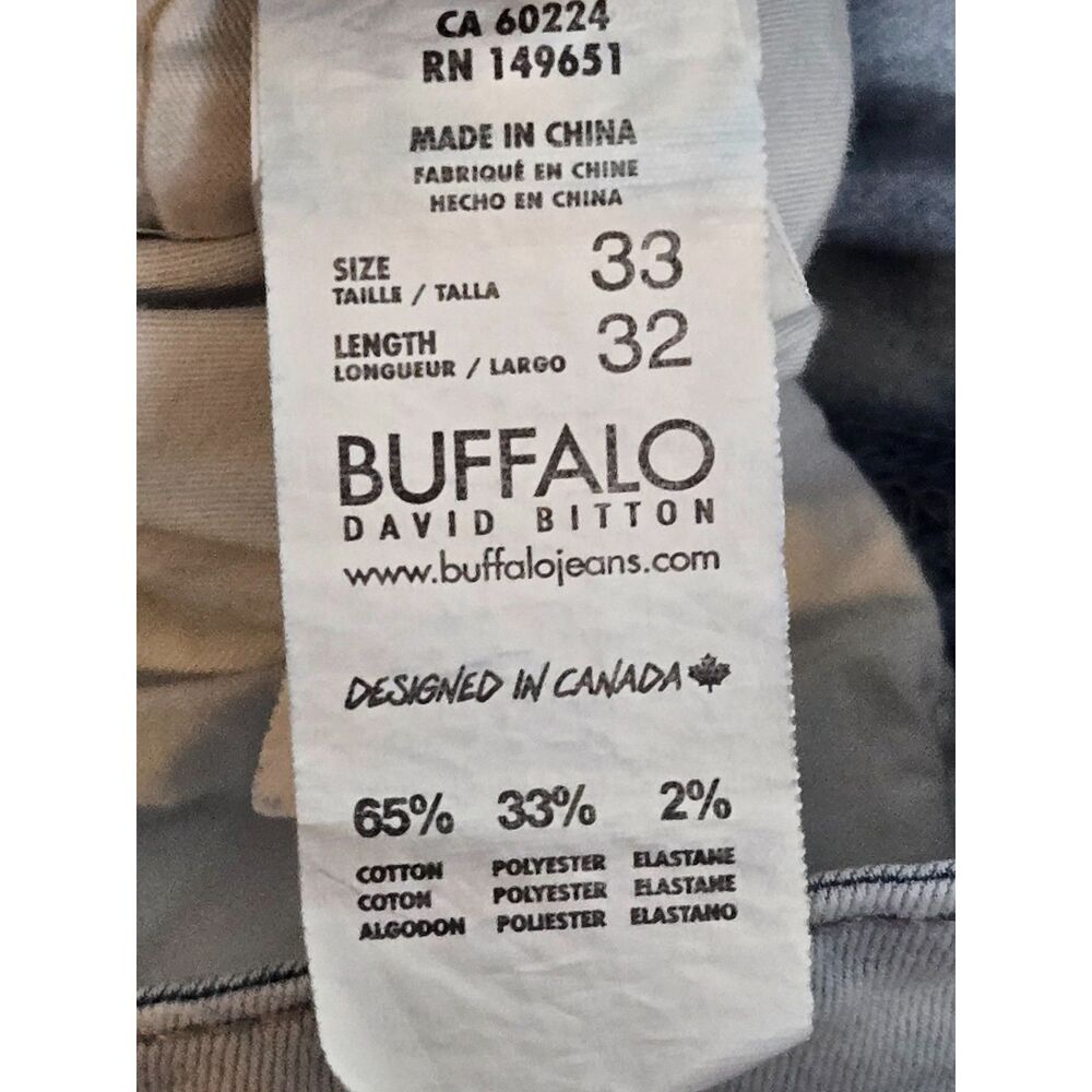 Buffalo David Bitton Ash-X Slim Stretch Jeans | Men's Size 33x32 | Light Gray - Picture 11 of 14